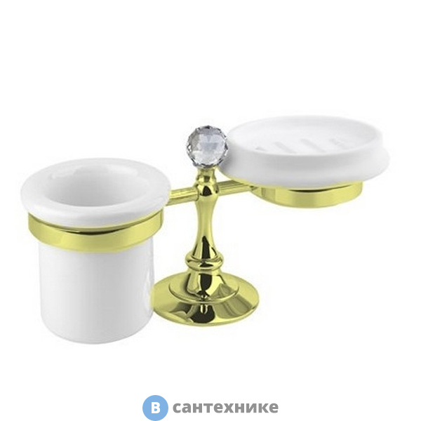 Стакан Cezares OLIMP-STT-03/24-Sw и мыльница настольные, золото