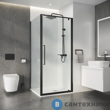 картинка Душевое ограждение Niagara Nova NG-35-9AGR-A100GR-34 (90х100х195) прямоугольник, распашная, графит, стекло прозрачное