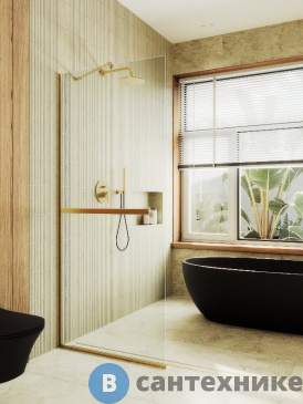 картинка Душевая перегородка в профиле MaybahGlass 1950*690 Стекло 8 мм Бесцветное +Полотенцесушитель (MGD-720-3у)