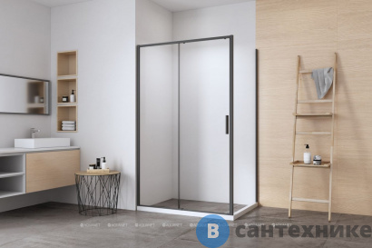 картинка Душевой уголок Aquanet Pleasure Evo 100x100 AE65-100x100-BT профиль черный, прозрачное стекло (346123)