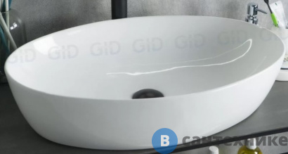 картинка Раковина накладная GID-ceramic N9433 белый (610х410х145)