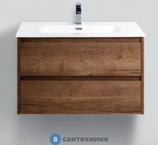 Тумба под раковину BelBagno 81 см KRAFT-800-2C-SO-RT подвесная с двумя выкатными ящиками, Rovere Tabacco