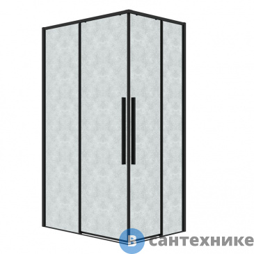 картинка Душевое ограждение Grossman Galaxy 300.K33.01.9080.21.02 (90*80*195) прямоуг., раздвиж, черн. матов, стекло шиншилла, без поддона