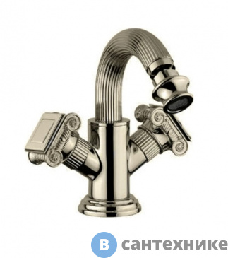 картинка Смеситель Cezares OLIMP-BS2-02-O на биде с донным клапаном, ,бронза, ручки бронза