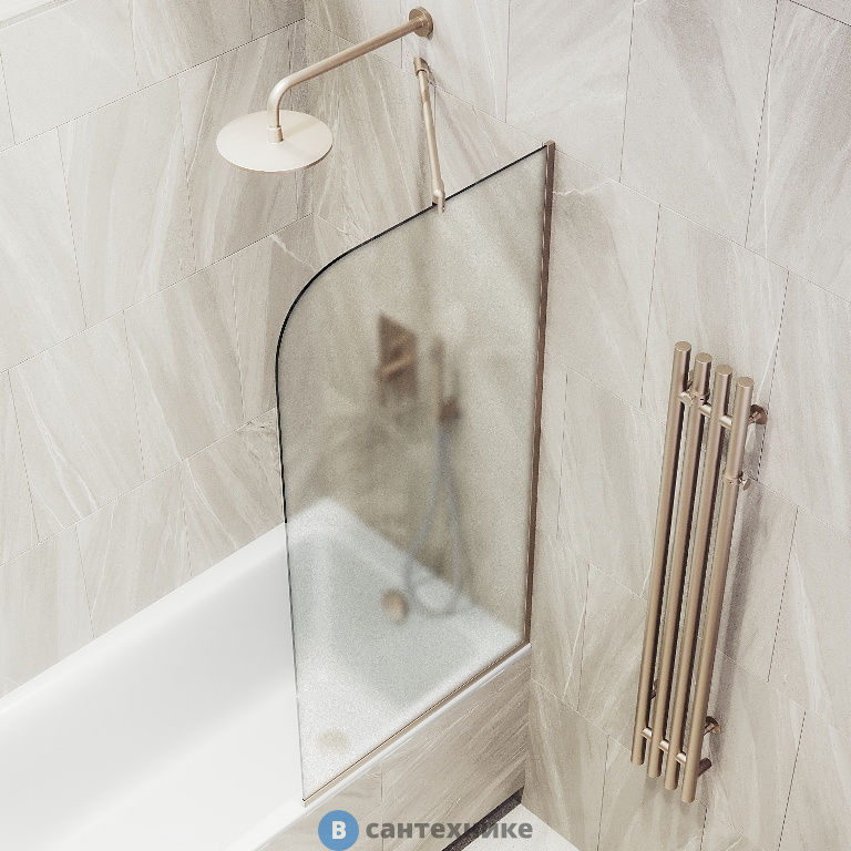 Шторка для ванны в профиле MaybahGlass 1400*640 Стекло 6 мм Сатин (MGV-143-2у)