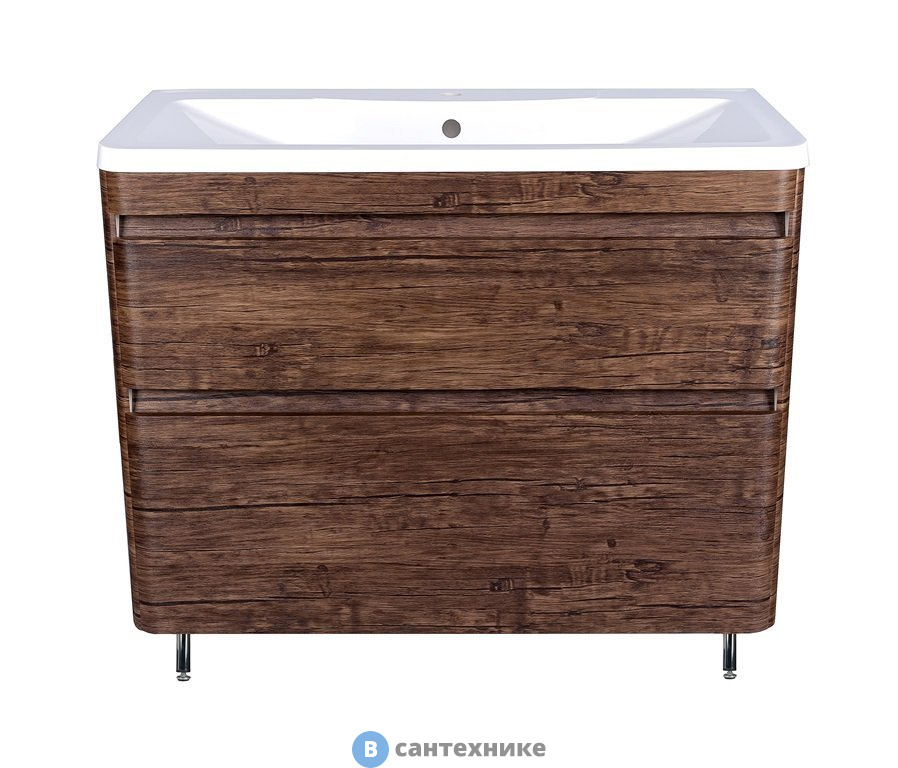 Тумба под раковину Style line Атлантика 90, Люкс старое дерево, напольная PLUS (2000949233031)