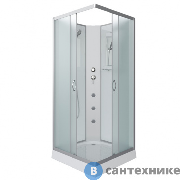 картинка Душевая кабина Niagara NG-1101-14BKG (900х900х2000) низкий поддон,  стекло матовое