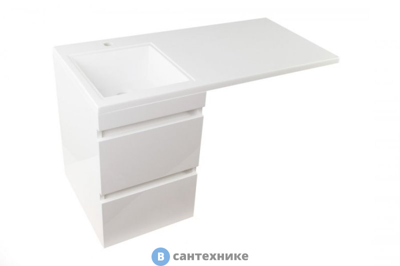 Тумба под раковину Style line Даллас 100, Люкс белая, подвесная PLUS (2000949232546)