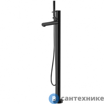 картинка Смеситель Gattoni CIRCLE ONE для ванны напольный 1090 мм, с ручной лейкой, излив 224 мм, NERO OPACO (9008/90NO)