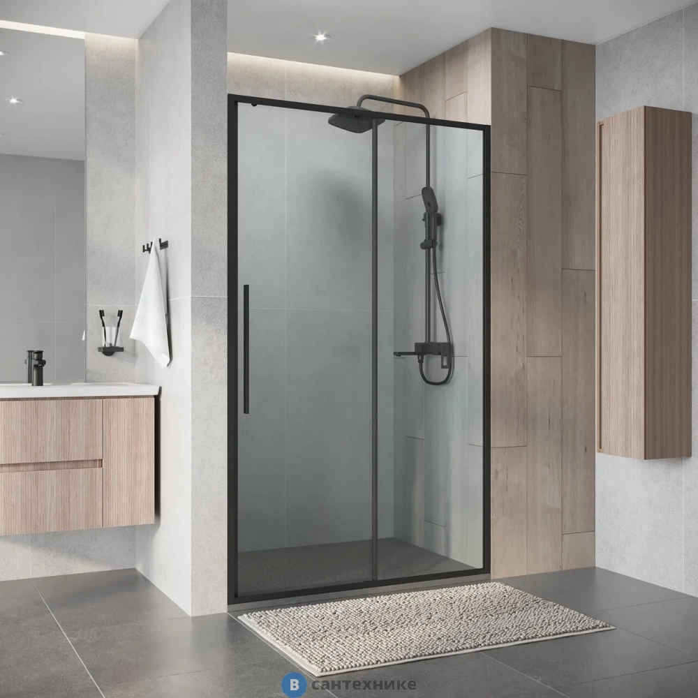 Дверь в нишу Niagara Nova NG-34-11AGR (110х195) раздвижная, графит, стекло прозрачное