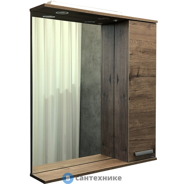 Зеркало-шкаф Comforty Марио-75 дуб темный