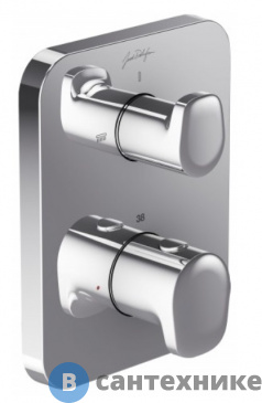 картинка Смеситель Jacob Delafon MODULO E75389-CP для душа с термостатом, на 2 выхода (хром)