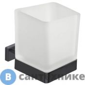 Стакан Inda LEA A18100NE21, настенный, держателя черный матовый, стакан матовое стекло