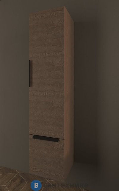 Колонна Cezares URBAN 55182 подвесная с распашной дверцей и выдвижным ящиком, зеркалом, Frassino scuro, 32x35x150