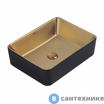 картинка Раковина ABBER Rechteck AC2212BG матовое золото с черным накладная