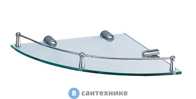 Полка WasserKRAFT K-544 стеклянная угловая металл, хромоникелевое покрытие, закаленное стекло