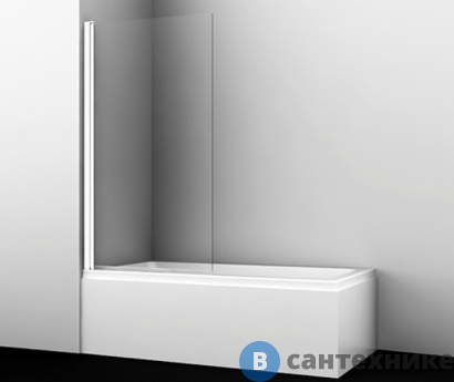 картинка Стеклянная шторка WasserKRAFT Berkel 48P01-80 White на ванну