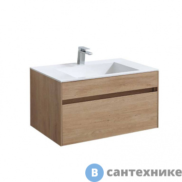 картинка Тумба под раковину Vincea Chiara 800 подвесная, 1 выкатной ящик soft-close, N.Oak (VMC-2C800NO)