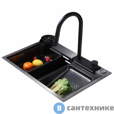 картинка Кухонная мойка ABBER Wasser Kreis AF2194B 68х46, черная матовая