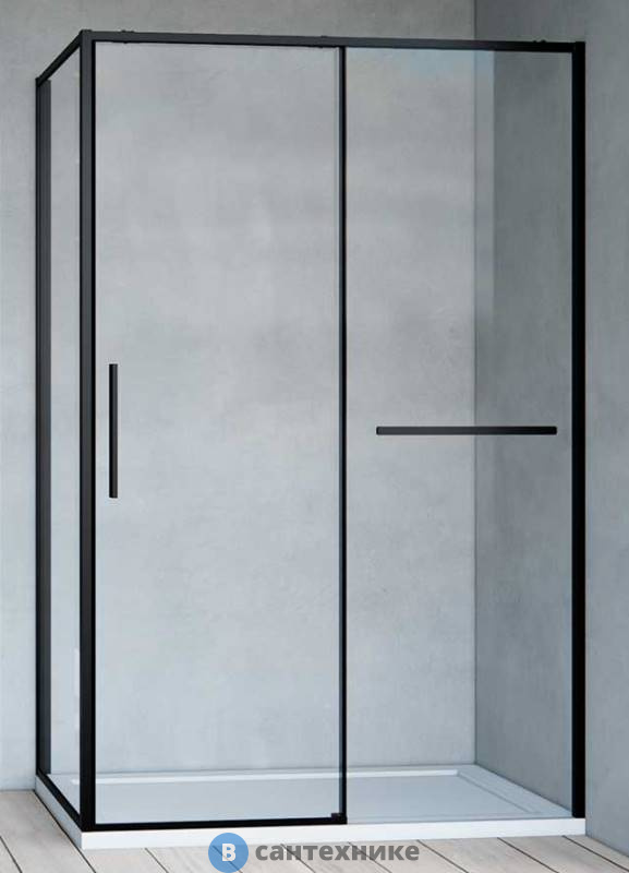 Душевой уголок Vincea Slim Soft VSR-1SS9013CLB, 1300*900, черный, стекло прозрачное, без поддона