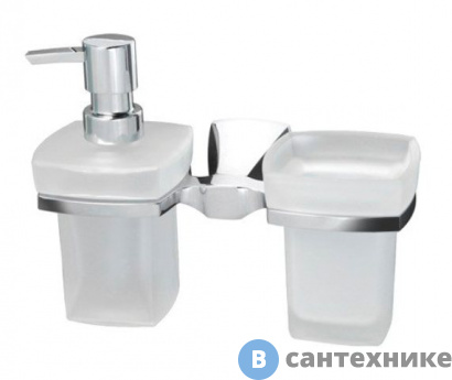 картинка Держатель стакана и дозатора WasserKRAFT Wern K-2589 металл, хромоникелевое покрытие, матовое стекло