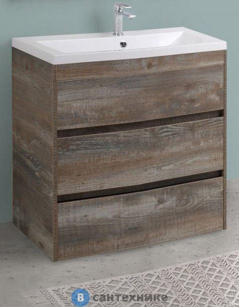 Тумба под раковину Art & MAX FAMILY FAMILY-750-3C-PIA-PE напольная с тремя выкатными ящиками, Pino Esotica, 750x470x845