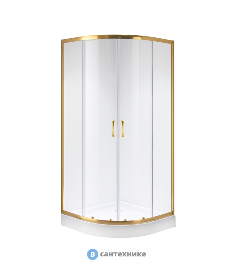 Душевое ограждение Niagara NG-6407-08 GOLD (100*100*190) полукруг, двери раздвижные