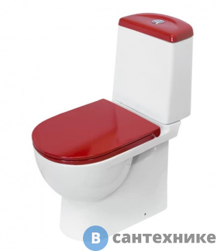 картинка Унитаз с бачком SANITA LUXE BEST COLOR red с двухрежимной арматурой OLIVEIRA, сиденьем из дюропласта, системой soft close, clip up (BSTSLCC07110522)