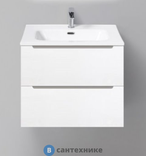 Тумба под раковину BelBagno 61 см ETNA39-600/390-2C-SO-BL-P подвесная с двумя выкатными ящиками, Bianco Lucido
