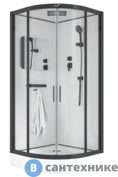 картинка Душевая кабина Cerutti VIVA101B 100x100x215 с низким поддоном, переднее стекло прозрачное