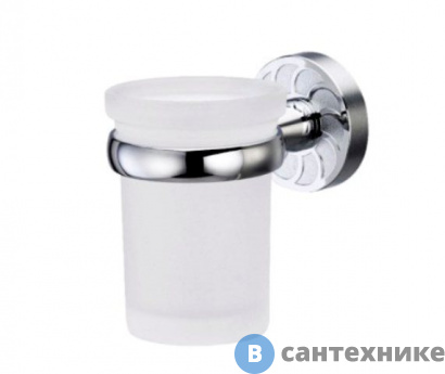 картинка Подстаканник стеклянный WasserKRAFT Isen K-4028 металл, хромоникелевое покрытие, матовое стекло