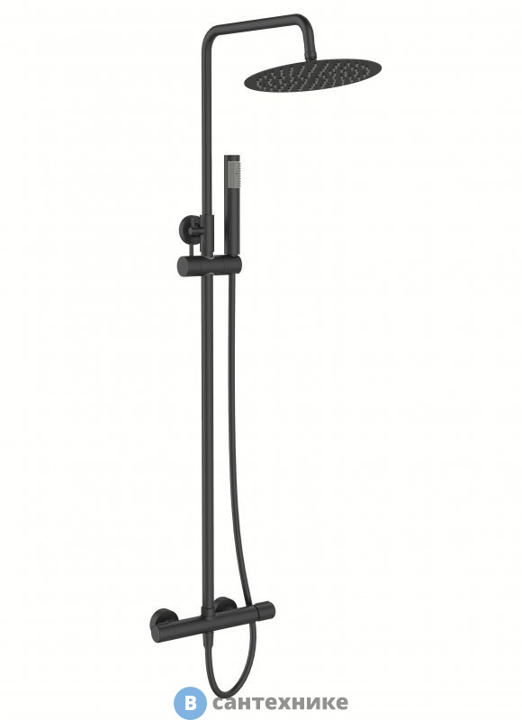 Душевая стойка BelBagno UNO UNO-DOCM-NERO со смесителем для верхнего и ручного душа, чёрный