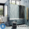 картинка Шторка для ванны поворотная с добором MaybahGlass 1400*990 Стекло 6 мм Графит матовый (MGV-919-3)