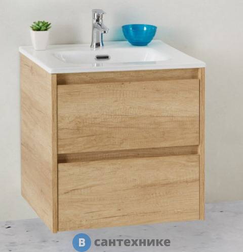 Тумба под раковину BelBagno 61 см KRAFT 39-600/390-2C-SO-RNN подвесная с двумя выкатными ящиками, Rovere Nebrasca Nature