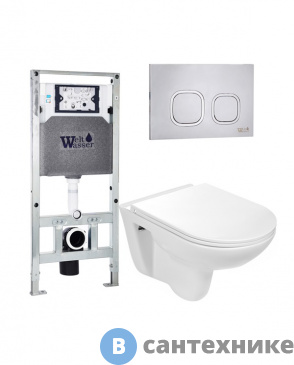 картинка Унитаз с инсталляцией WELTWASSER и кнопкой смыва (AMBERG 506 ST + BAARBACH 004 GL-WT + AMBERG RD-MT CR)