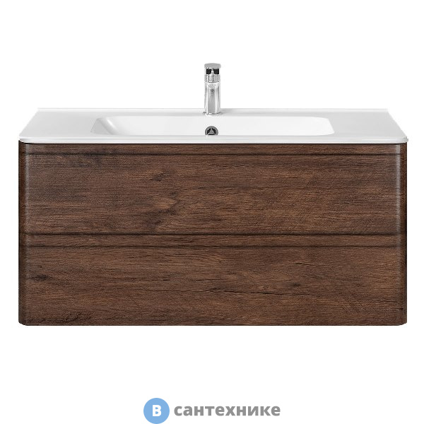 Тумба под раковину Vincea Vico 1000 подвесная, 2 выкатных ящика soft close, R.Wood (VMC-2V100RW)