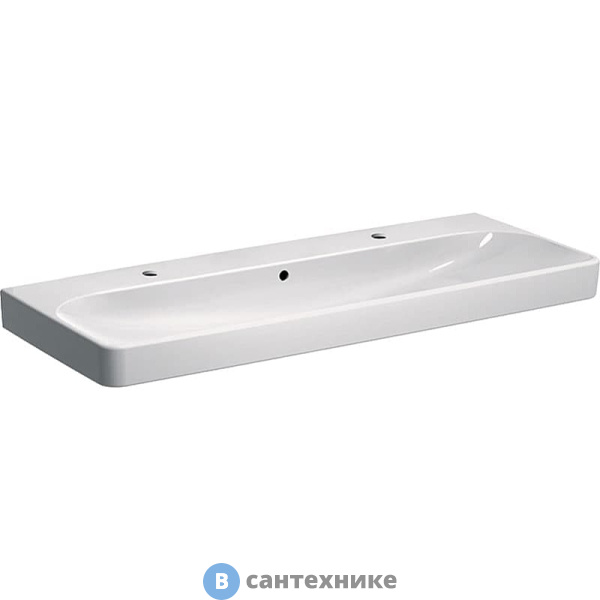Раковина Geberit 500.253.01.1 Smyle Square 120х48 см, 2 отв. под смеситель, с отв. перелива
