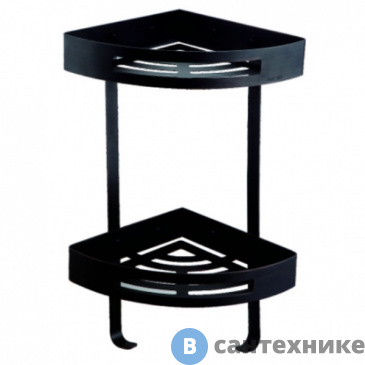 картинка Полка AZARIO AZ-160-2B угловая двухэтажная, чёрная матовая
