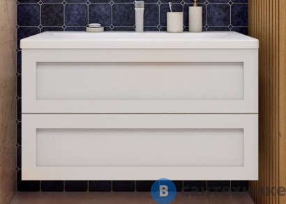 картинка Тумба под раковину Art & MAX PLATINO AM-Platino-1000-2C-SO-BL-Cer подвесная с двумя выкатными ящиками, белый глянец