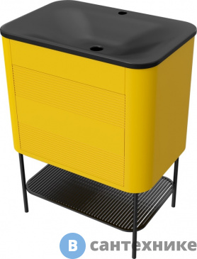 картинка Тумба с раковиной Belinza Twist plus 65 желтая (572959)