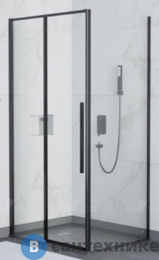 картинка Душевой уголок RGW SV-42B (SV-12B + Z-050-2B) чёрный/Прозрачное/6 мм 140* 90*195 (32324294-014), без поддона