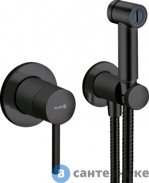 картинка Смеситель Kludi Bozz 389983976 с гигиеническим душем, чёрный матовый