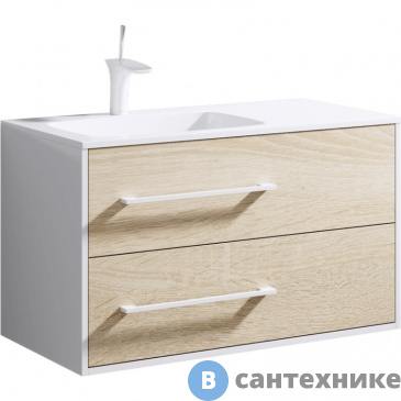 картинка Тумба под раковину Aqwella MIAMI 92 Mai.01.09/L (подвесная, дуб сонома)