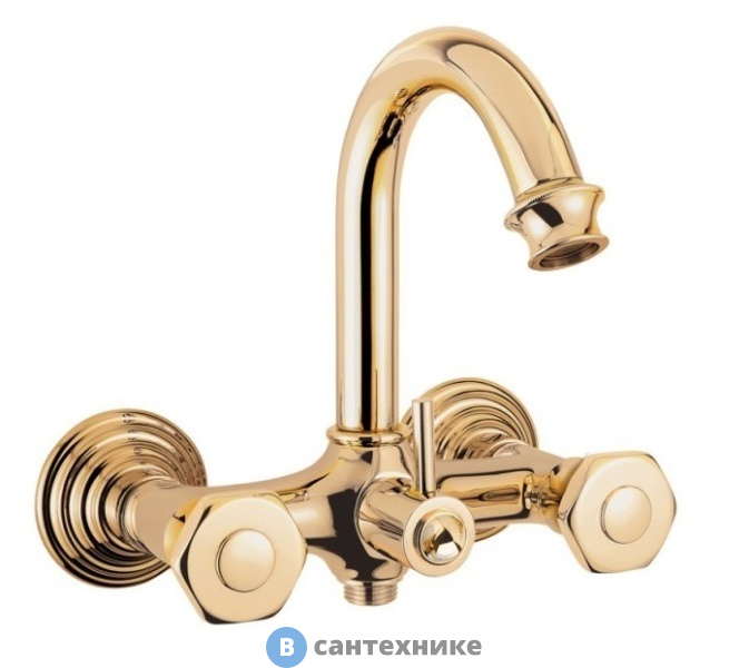 Смеситель Cezares APHRODITE-V-03/24-S1 для ванны и душа, золото, ручки золото