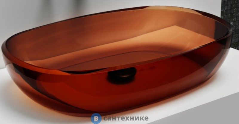 Раковина ABBER Kristall AT2805Opal, накладная прозрачная, коричневый