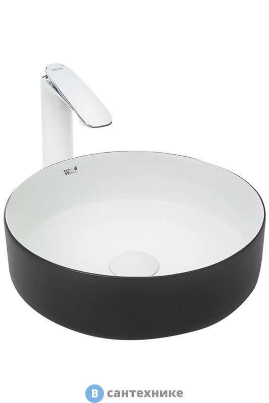 Раковина WELTWASSER ELBACH M3134 BW накладная (чёрная белая) /355х355х120/