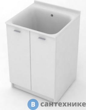 картинка Тумба с глубокой раковиной Kerasan 60х60 см без отверстия под смесит+выпуск с сифоном, белый матовый (9165k3*0)