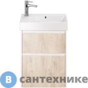 Тумба под раковину Dreja SLIM 55 см, подвесная/напольная, 2 ящика, белый глянец / дуб кантри (99.0500)