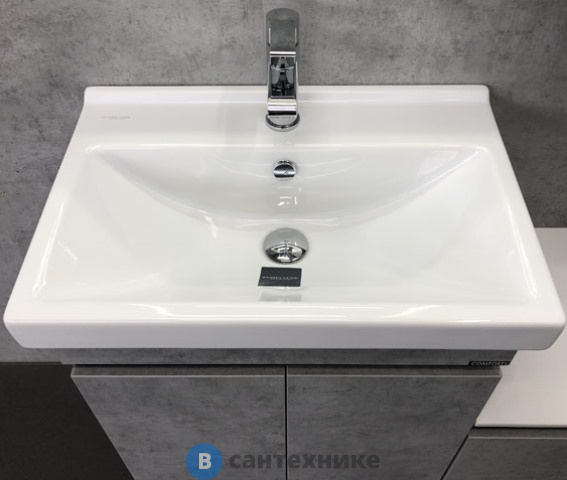 Тумба Comforty Осло-60 бетон светлый с раковиной Fest 60 F01