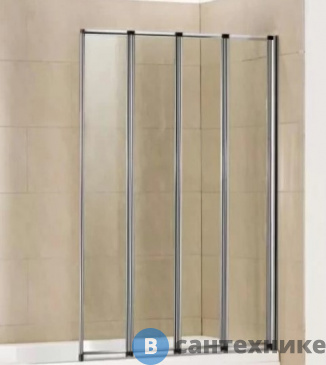 картинка Шторка на ванну Radomir стеклянная складная (4 секции, прозрачная, профиль хром) (1-08-2-0-0-1130)